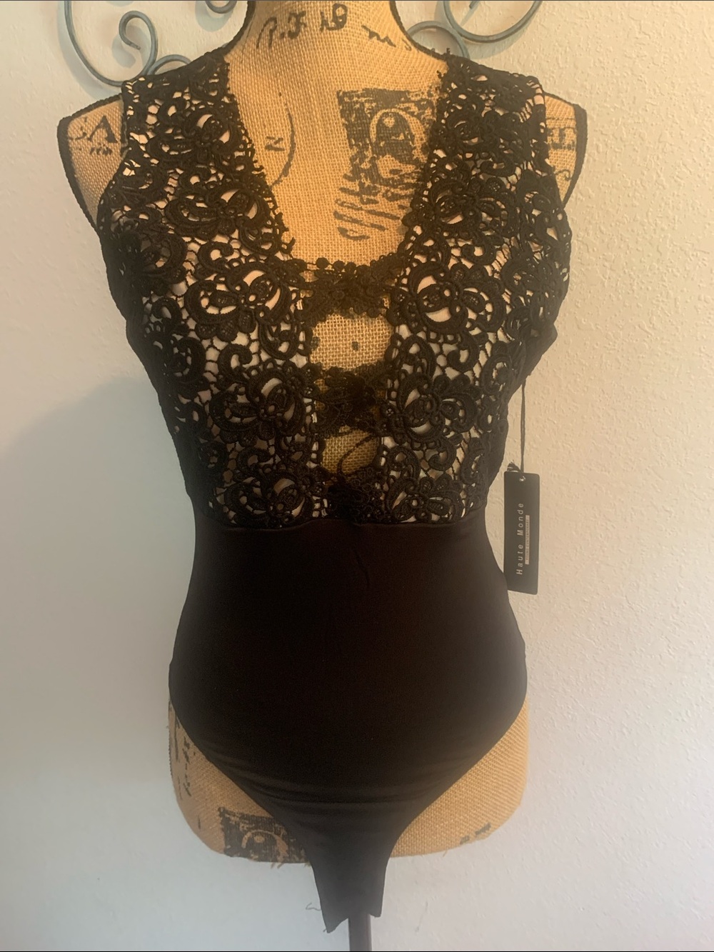 Haute Monde Black Lace Bodysuit One-Piece